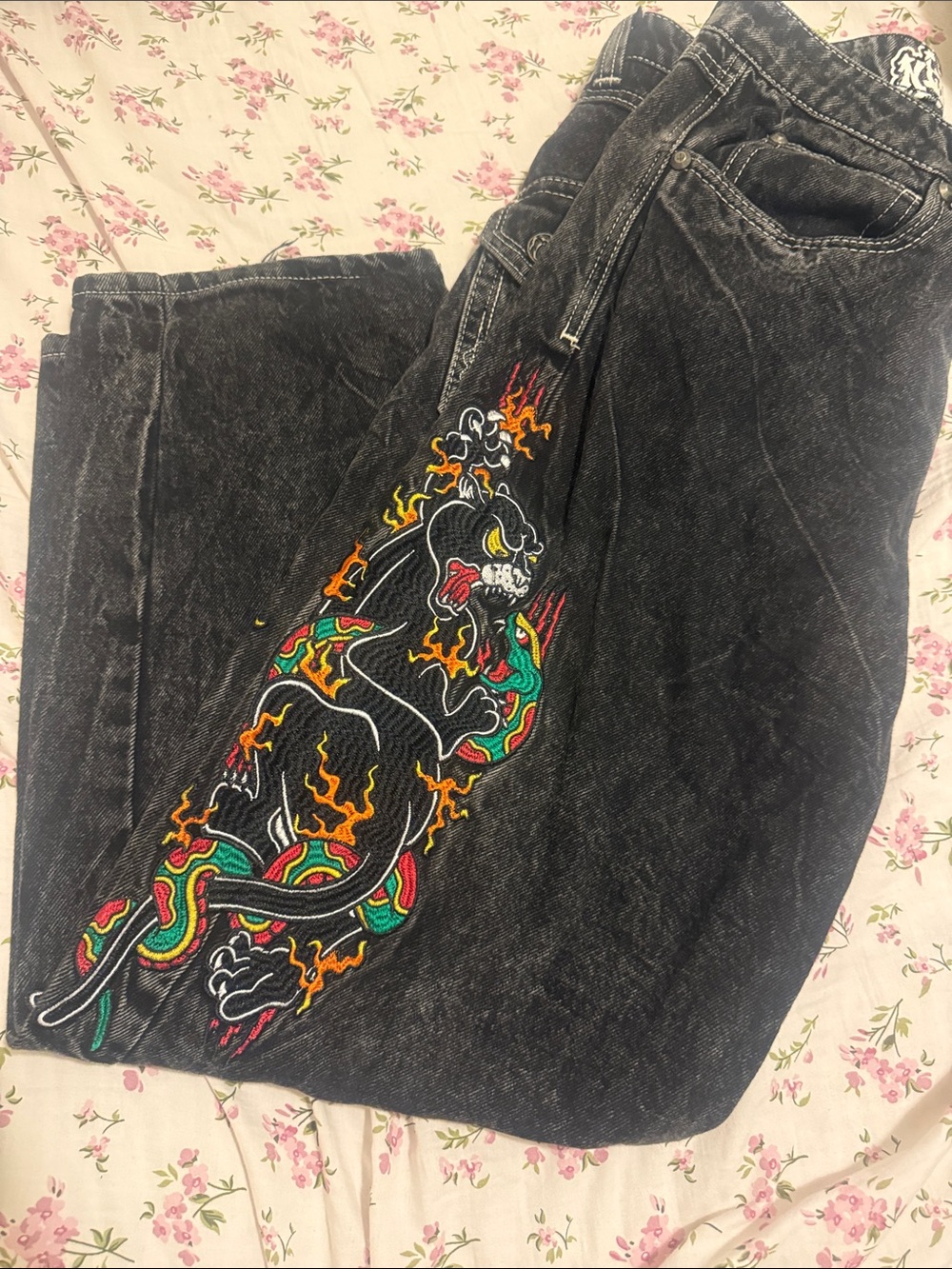 Men's Ambush Black Boot Cut Jeans with Embroidered Back Pockets